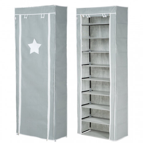 opbergrek Little Stars 58 x 28 x 158 cm polyester grijs