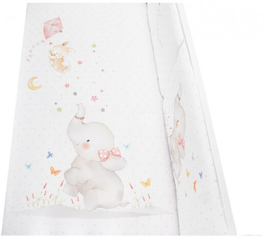 bedtextielset Olifant junior katoen wit/roze 4-delig