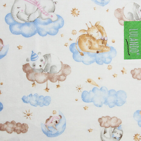 luierdoeken junior 70 x 80 cm katoen wit/blauw 5 stuks