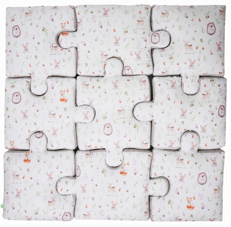 kussenpuzzel junior 145 cm katoen wit/bruin 9-delig