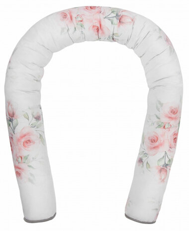 bedbumper junior 190 x 10 cm polykatoen wit/roze