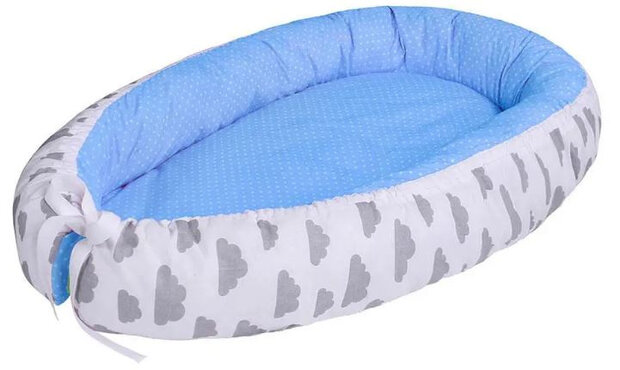 babynest Wolken junior 80 x 45 cm polykatoen blauw/wit
