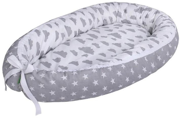 babynest Sterren junior 80 x 45 cm polykatoen grijs/wit