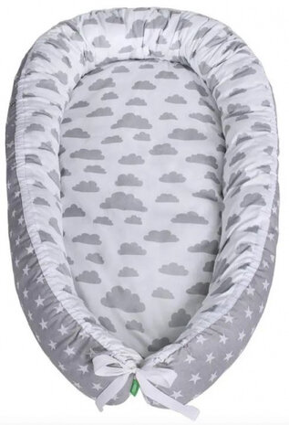 babynest Sterren junior 80 x 45 cm polykatoen grijs/wit
