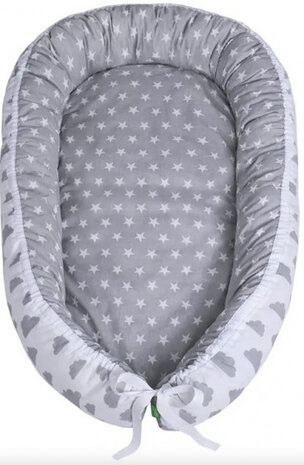 babynest Sterren junior 80 x 45 cm polykatoen grijs/wit