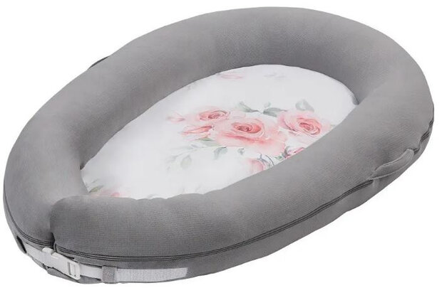 babynest junior 80 x 45 cm polykatoen grijs/roze