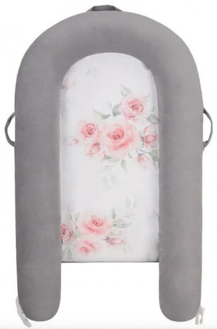 babynest junior 80 x 45 cm polykatoen grijs/roze