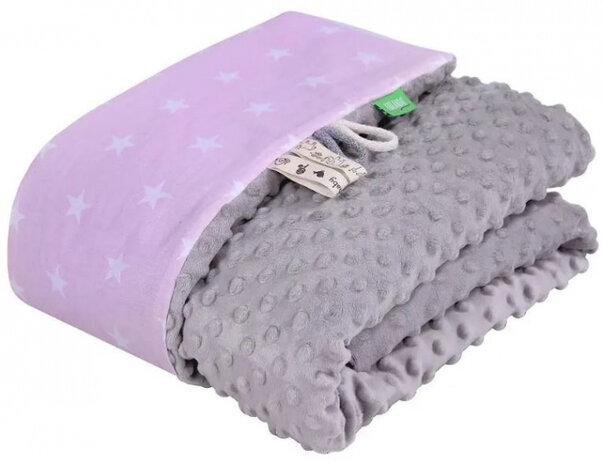 deken Minky 80 x 100 cm polykatoen roze/grijs/wit