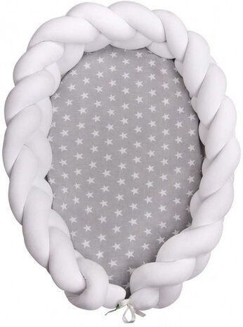 babybedje junior 90 x 60 x 17 cm polykatoen grijs/wit