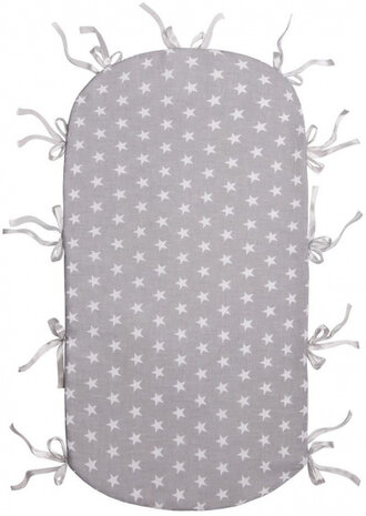 babybedje junior 90 x 60 x 17 cm polykatoen grijs/wit