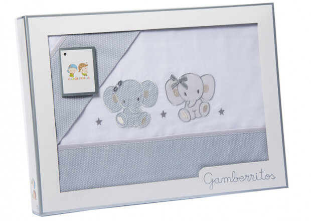 beddenset Olifant 80 x 120 cm katoen grijs 3-delig
