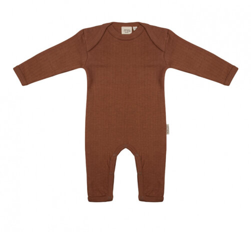 jumpsuit geribbeld meisjes katoen bruin mt 9-12 mnd