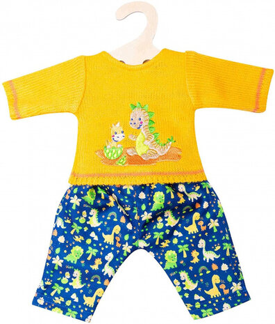 kledingset Baby katoen blauw/geel mt 28-35 cm 2-delig
