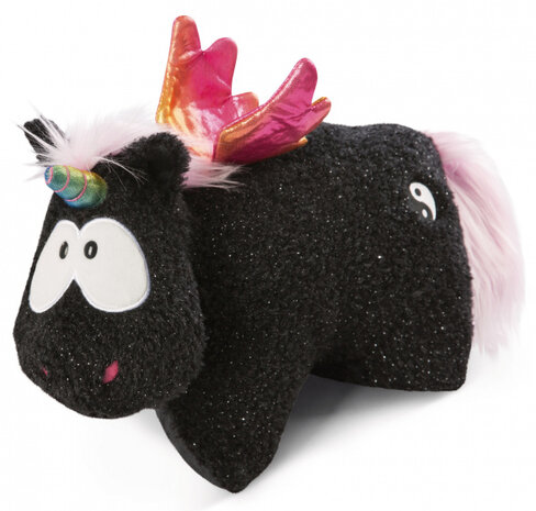 kussen Unicorn Yin junior 40 x 30 cm polyester zwart
