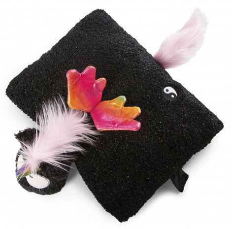 kussen Unicorn Yin junior 40 x 30 cm polyester zwart