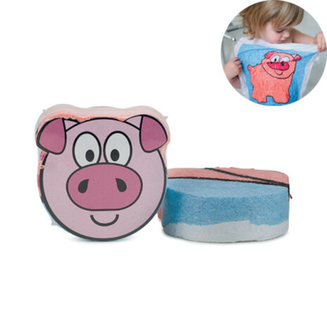 handdoek Varken junior 30 cm katoen roze