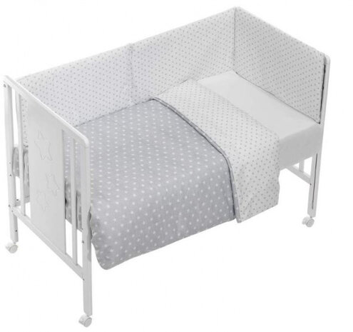 beddengoedset Star 120 x 60 cm katoen grijs 3-delig