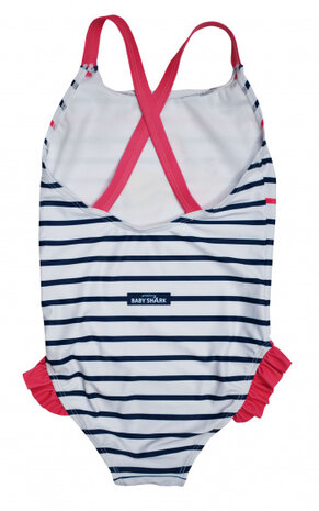 badpak Baby Shark meisjes polyester wit/roze mt 116
