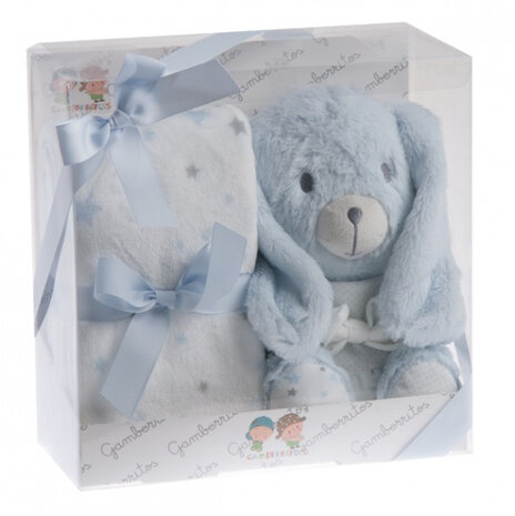 babydeken en knuffel junior 80 x 110 cm blauw