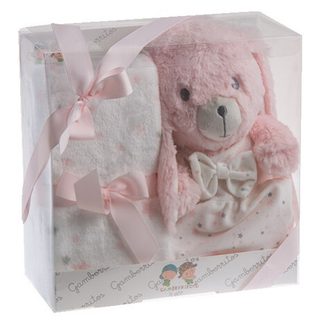 babydeken en knuffel junior 80 x 110 cm roze