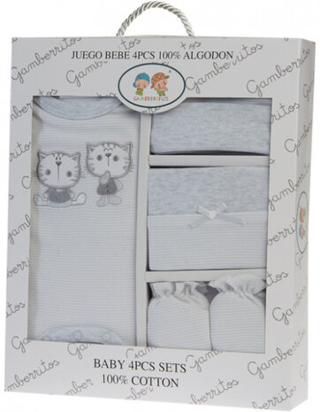 babykledingset Katjes katoen grijs 4-delig one-size