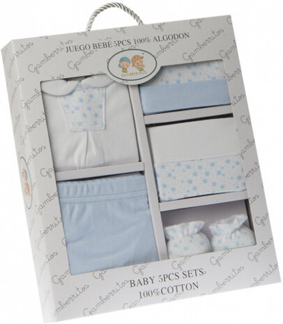 babykledingset Ster katoen blauw 5-delig one-size