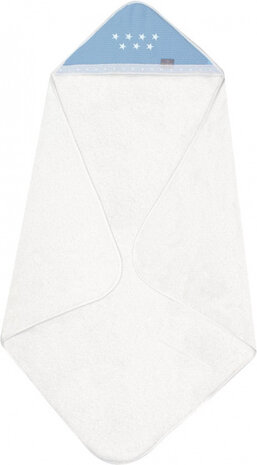 badcape junior 100 x 100 cm katoen wit/blauw