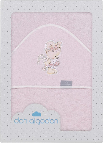 badcape Claudia junior 100 x 100 cm katoen roze