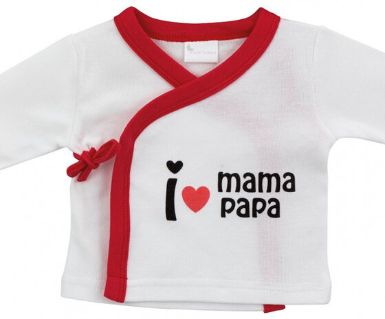 babykledingset Mama Papa katoen rood maat 50/68