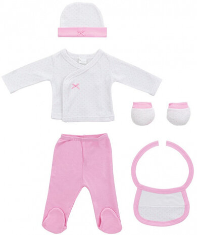 babykledingset Stipjes katoen roze maat 50/68 5-delig