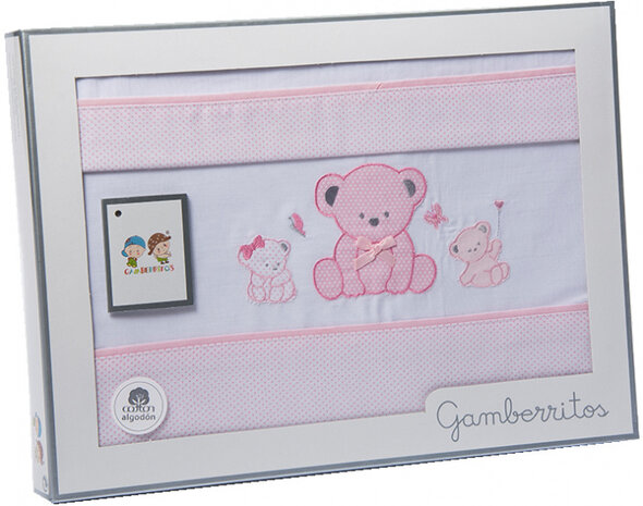 ​​​​​​​beddengoed meisjes 150 x 100 cm katoen roze/wit