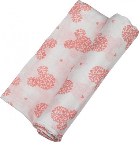 verzorgingsdoek Minnie Mouse 120 cm bamboe wit/rood