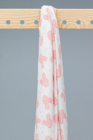 verzorgingsdoek Minnie Mouse 120 cm bamboe wit/rood