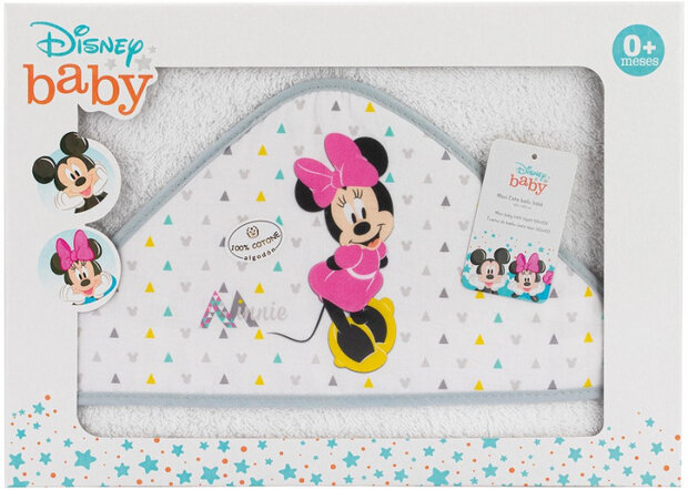 badcape Minnie Mouse meisjes 100 cm katoen wit/grijs