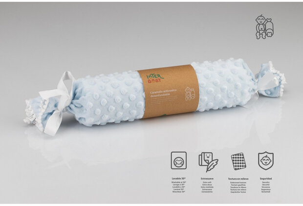 anti-rolkussen&nbsp;junior 9,5 cm katoen lichtblauw/wit