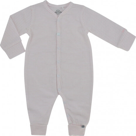 onesie gestreept junior katoen roze/wit maat 56