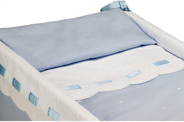 wiegbekleding Zoe 70 x 45 cm katoen blauw/wit