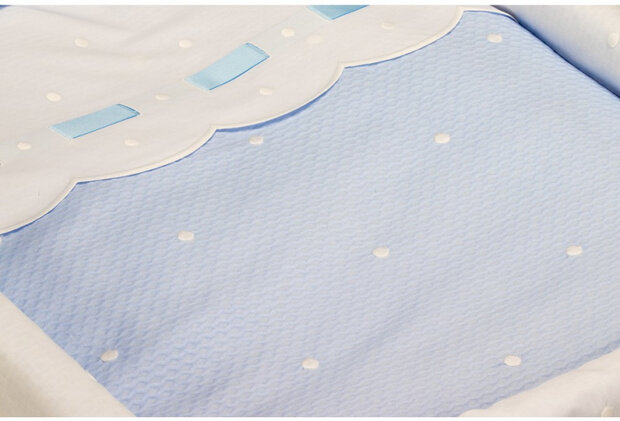 wiegbekleding Zoe 70 x 45 cm katoen blauw/wit