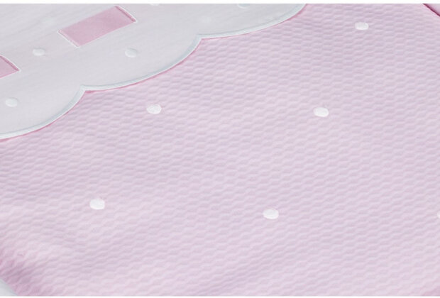 wiegbekleding Zoe 70 x 45 cm katoen roze/wit