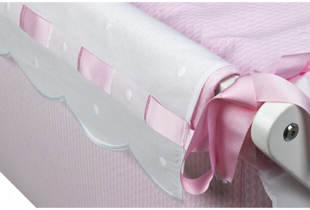 wiegbekleding Zoe 70 x 45 cm katoen roze/wit