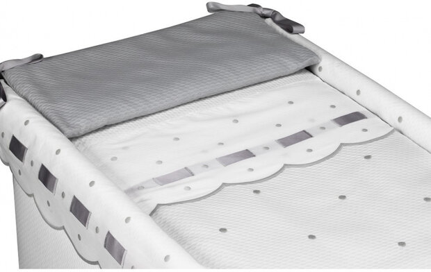 wiegbekleding Zoe 70 x 45 cm katoen wit/grijs