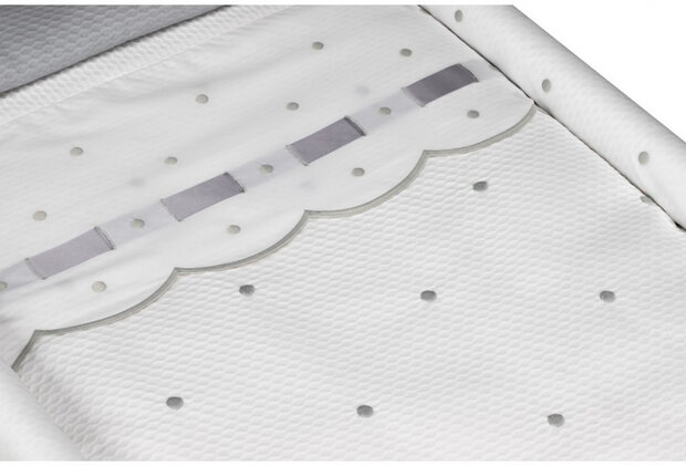 wiegbekleding Zoe 70 x 45 cm katoen wit/grijs