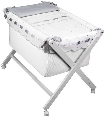 wiegbekleding Zoe 70 x 45 cm katoen wit/grijs