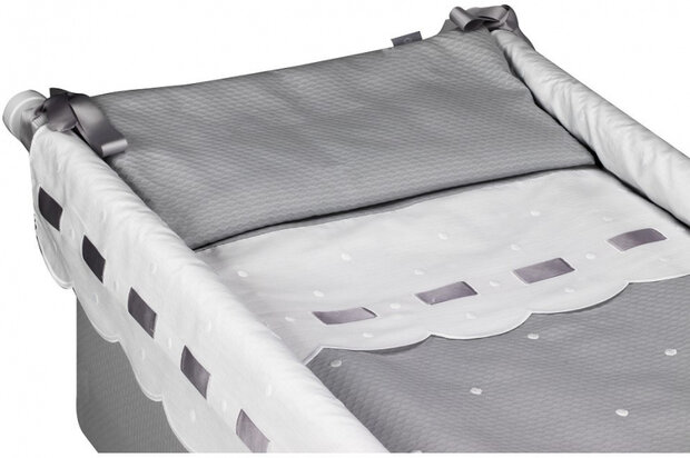 wiegbekleding Zoe 70 x 45 cm katoen grijs/wit