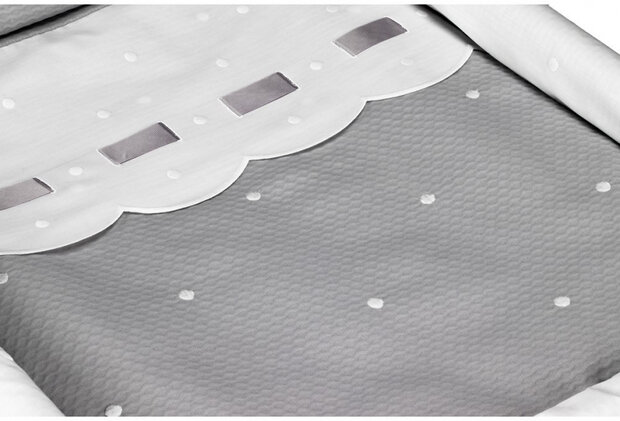 wiegbekleding Zoe 70 x 45 cm katoen grijs/wit