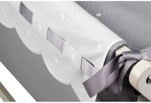 wiegbekleding Zoe 70 x 45 cm katoen grijs/wit
