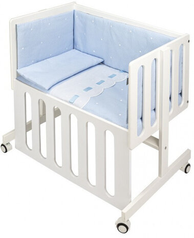 beddengoed Zoe junior katoen blauw/wit 3-delig