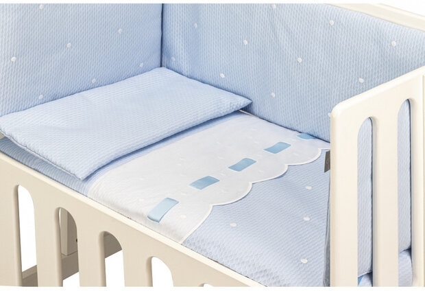 beddengoed Zoe junior katoen blauw/wit 3-delig