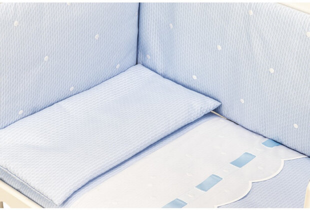 beddengoed Zoe junior katoen blauw/wit 3-delig
