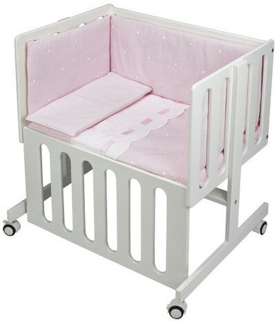 beddengoed Zoe junior katoen roze/wit 3-delig